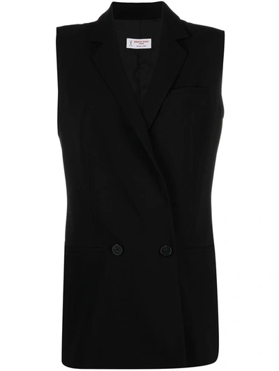 Shop Alberto Biani Double-breasted Black Cady Vest