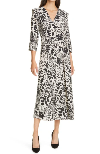 Shop Ba&sh Olga Faux Wrap Midi Dress In Off White