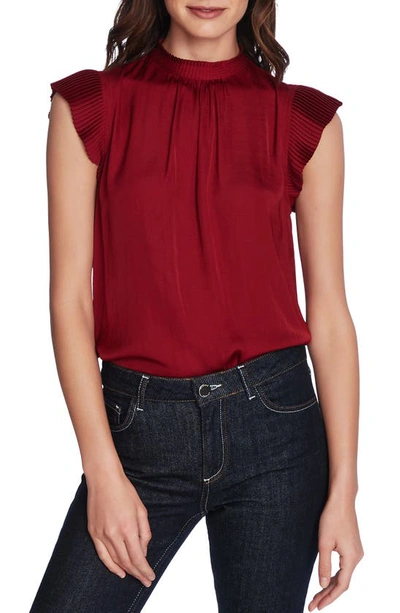 Shop 1.state Pleated Sleeve Top In Rich Cranberry