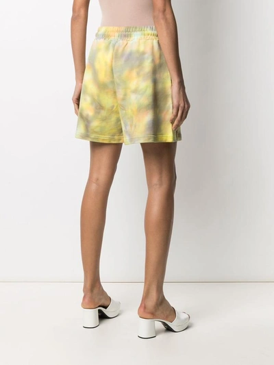 Msgm Tie-dyed French Cotton-terry Shorts In Red