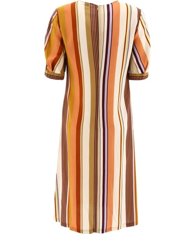 Shop Aspesi Striped Dress With Slits In Orange