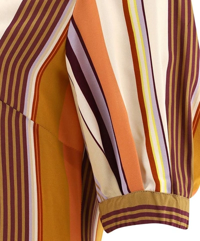 Shop Aspesi Striped Dress With Slits In Orange