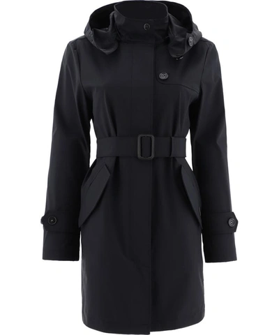 Shop Woolrich "fayette" Belted Coat In Black  