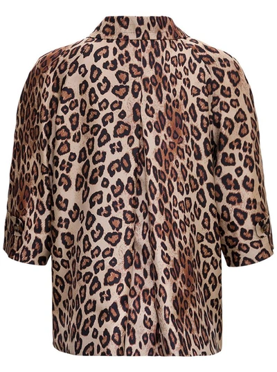 Shop Alberto Biani Animalier Silk Shirt In Brown