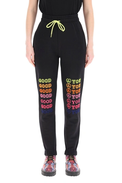 Shop Ireneisgood Good For You Embroidery Joggers In Black Multi