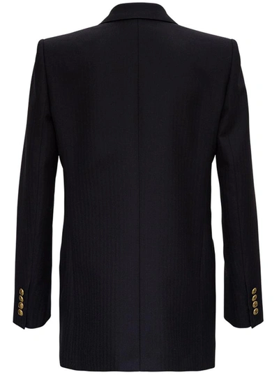 Shop Saint Laurent Double-breasted Wool Twill Blazer In Black