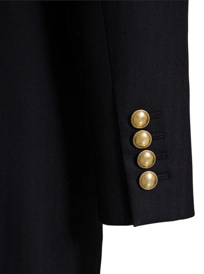 Shop Saint Laurent Double-breasted Wool Twill Blazer In Black