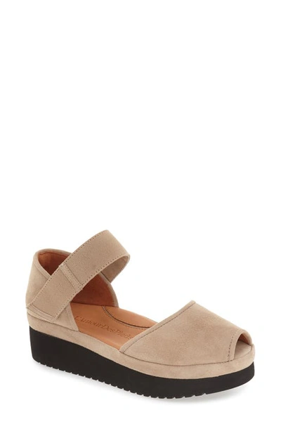 Shop L'amour Des Pieds Amadour Platform Sandal In Taupe Suede Leather