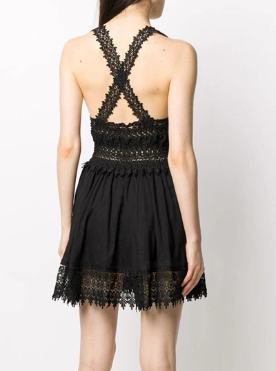 Shop Charo Ruiz Marylin Cotton Dress With Lace Inserts In Black