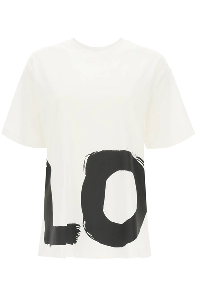 Shop Burberry Carrick Oversized T-shirt With Love Print In White