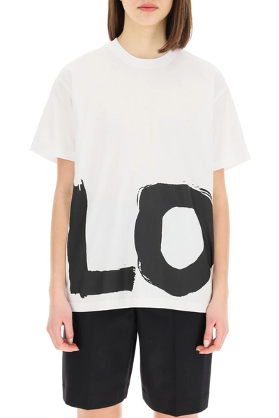 Shop Burberry Carrick Oversized T-shirt With Love Print In White