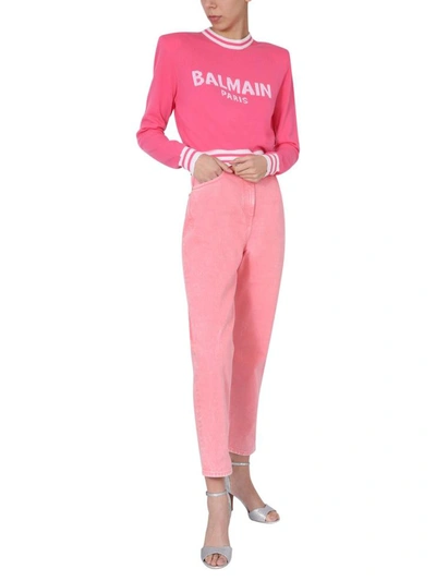 Shop Balmain Boyfriend Jeans In Pink