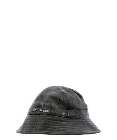 Shop Marine Serre "moon" Leather Bucket Hat In Black  