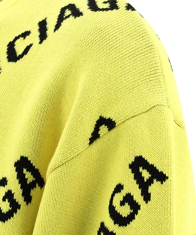 Shop Balenciaga All-over Logo Sweater In Yellow