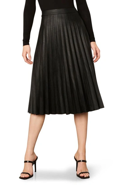 Shop Cupcakes And Cashmere Carole Pleated Faux Leather Skirt In Black