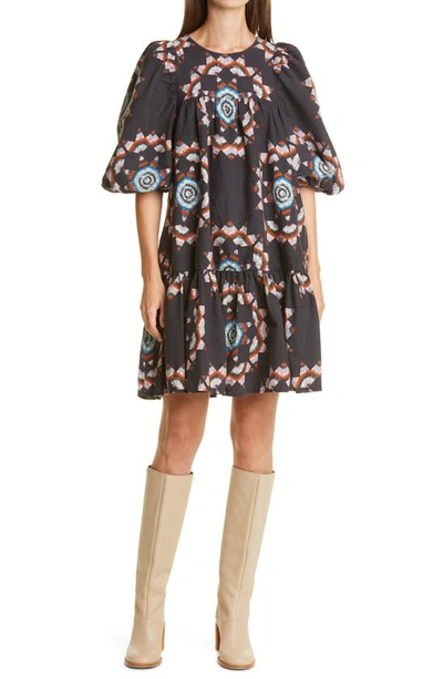 Shop Sea Lindstrom Quilt Print Puff Sleeve Dress In Multi