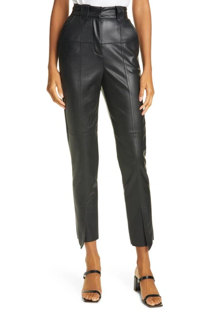 Shop Aje Rebellion Faux Leather Paneled Pants In Onyx