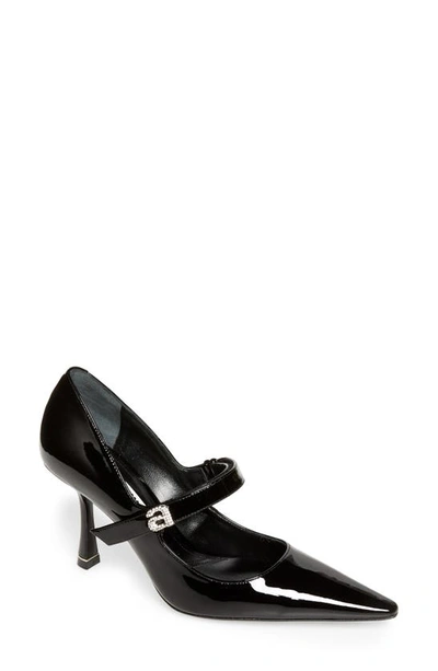 Shop Alexander Wang Grace Crystal Logo Mary Jane Pump In Black