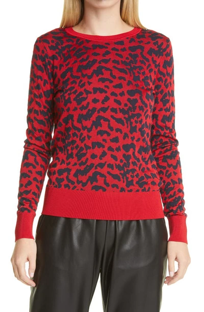 Shop Hugo Boss Faddie Leopard Spot Jacquard Sweater In Midnight Fantasy