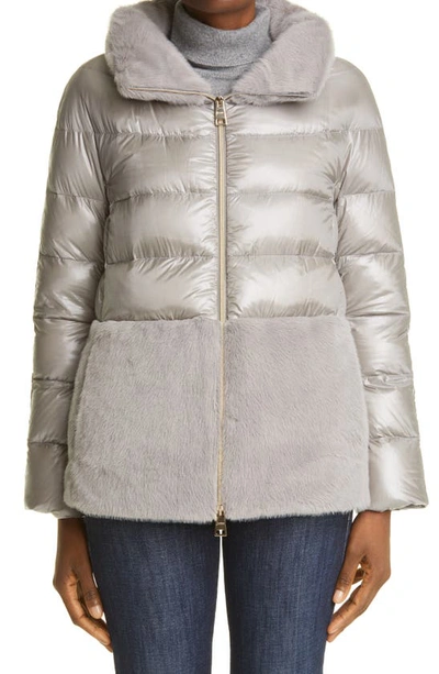 Herno Ultralight Down Puffer Jacket With Faux Fur Trim In Beige | ModeSens