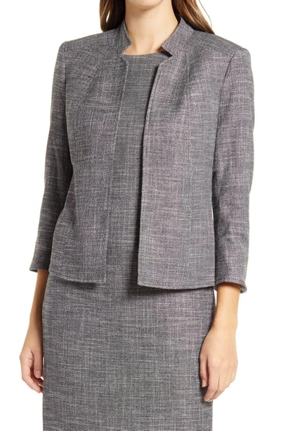 Shop Anne Klein Stand Collar Tweed Blazer In Anne Black/ Anne White