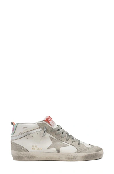 Shop Golden Goose Mid Star Sneaker In White/ Ice/ Silver/ Turquoise