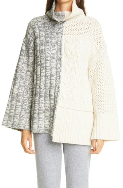 Shop St John Mixed Cable Knit Sweater In Hgiv