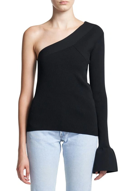 Shop Theory One-shoulder Sweater In Black