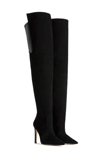 Shop Good American The Emma Over The Knee Boot In Black Suede