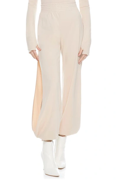 Shop Alice And Olivia Miami Side Slit Joggers In Nude
