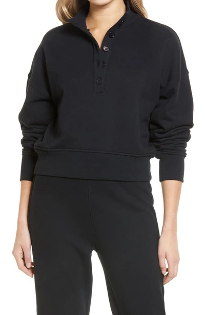 Marla Button Placket Sweatshirt In Black