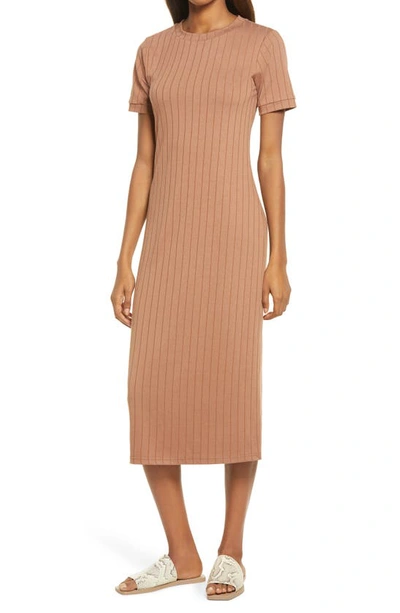 Shop Sancia The Romie Ribbed Midi T-shirt Dress In Toffee