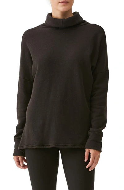 Shop Michael Stars Meadow Reversible Turtleneck Sweatshirt In Black