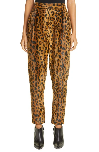 Shop Khaite Magdeline Leopard Print High Waist Velvet Pants In Cheetah