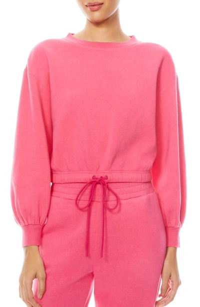 Shop Alice And Olivia Bernetta Drawstring Sweatshirt In Wild Pink