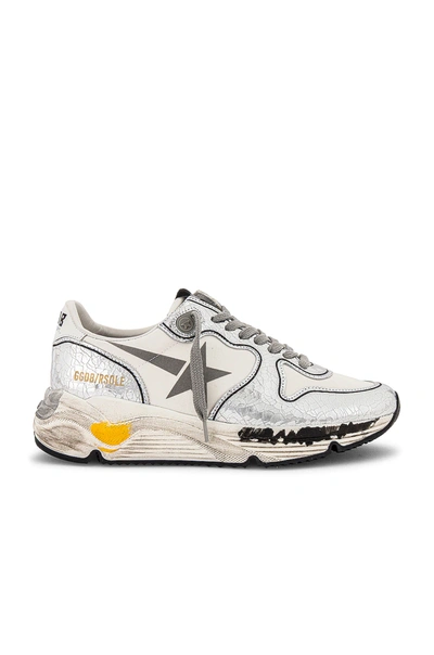 Shop Golden Goose Running Sneaker In White & Silver