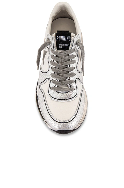 Shop Golden Goose Running Sneaker In White & Silver
