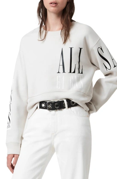Shop Allsaints Separo Eva Logo Cotton Blend Sweatshirt In Ivory White