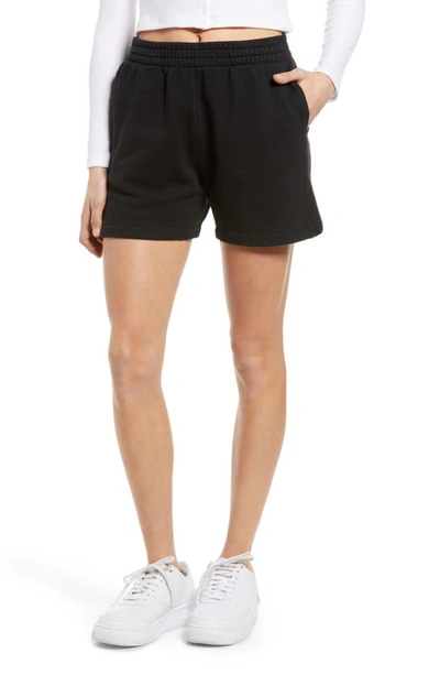 Shop Reformation Brooks Organic Cotton Sweat Shorts In Black