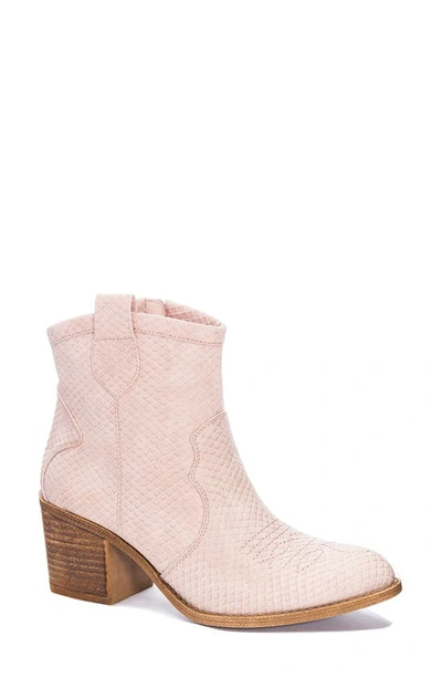 Shop Dirty Laundry Unite Western Bootie In Blush Faux Leather