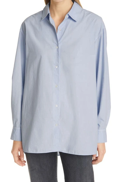 Shop Nili Lotan Yorke High/low Poplin Shirt In Light Blue