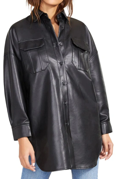 Shop Bb Dakota Oversize Faux Leather Jacket In Black