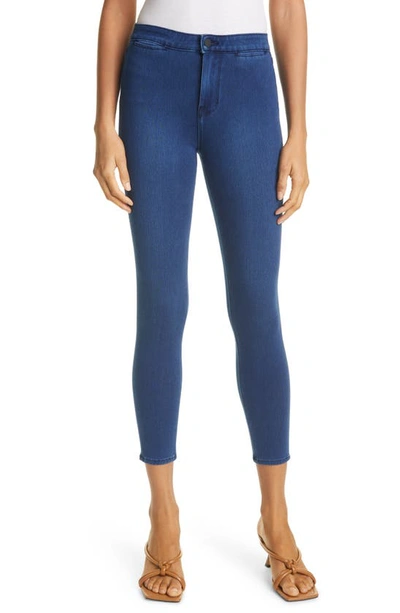 Shop L Agence Yasmeen High Waist Skinny Stretch Crop Jeans In River Blue