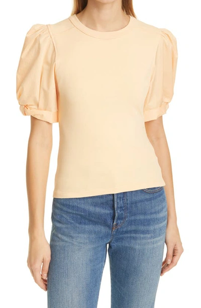 Shop A.l.c Casey Mixed Media Puff Sleeve Top In Apricot