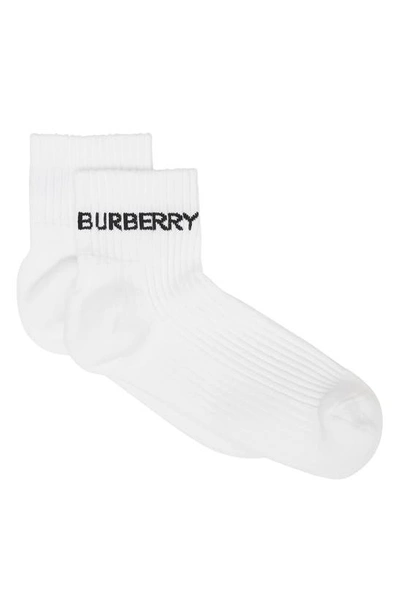 Shop Burberry Logo Ankle Sports Socks In White