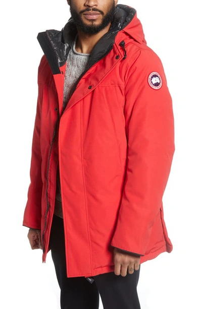 Shop Canada Goose Sanford 625 Fill Power Down Hooded Parka In Red