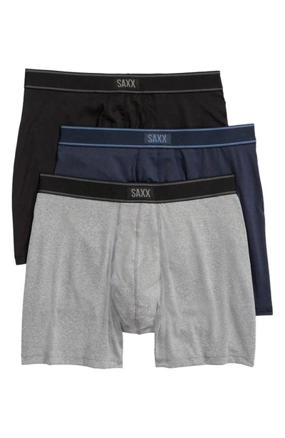 Shop Saxx 3-pack Relaxed Fit Boxer Briefs In Black/ Grey/ Navy