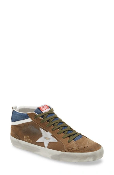 Shop Golden Goose Mid Star Sneaker In Tobacco/ Blue/ Silver/ White