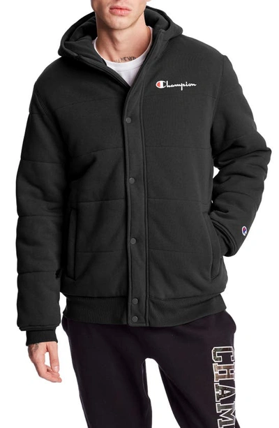 Shop Champion Reverse Weave Puffer Jacket In Black