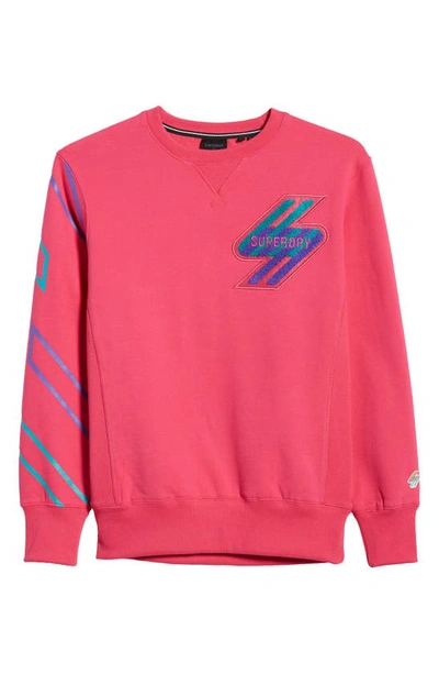 Shop Superdry Crewneck Sweatshirt In Hot Pink